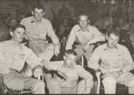 VF-173 aboard USS Coral Sea ca. 1951  l-r: Ike Jones, Bob Norman, Jack Sargent, Bill Orr, John Humphret  