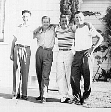Pat O’Neil, Norm Zimmerman, Dick Kaufman, and Bart Williams    On the day we departed San Francisco for Pensacola    July 1948