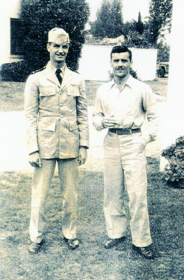 1/C Mid’n Bob Zajichek (left); 1/C Mid’n John A. “Jack ‘ Dewenter; BOQ NAS North Island  San Diego, California 1948 or 1949