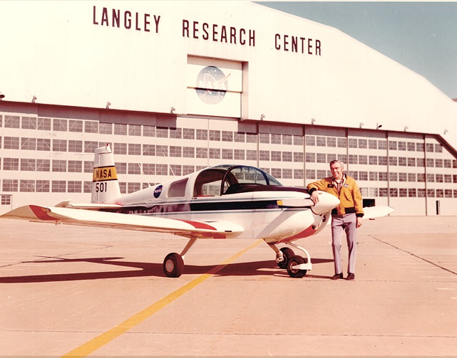Jim Patton and new “toy” – 1st of 4 airplanes for open research  NASA  1973