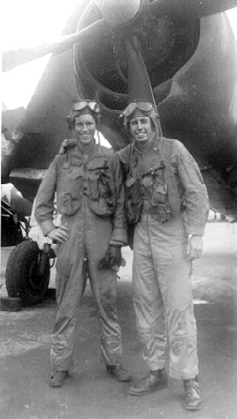 Ralph Tvede and Richard Kapp and the U-bird    Cabaniss Field, Corpus Christi, Texas    February 1950