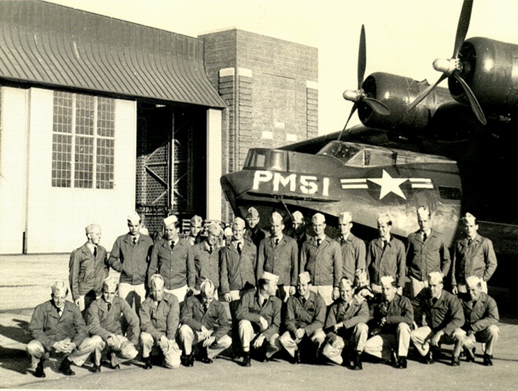PBY Class  NAS Pensacola Mainside  1946      kneeling, left to right:  Glenn L. Allen, Jr., Mid'n 2/C [14-46], Richard D. Meldahl, Mid'n 2/C, Rudolph E. Peterson, Mid'n 2/C [3-46], Misselwitz, Stanley M. Hayes AvCad, Mid'n 2/C, William F. Carrozza, Mid'n 2/C [15-46], Billy J. Cartwright, AvCad, William E. Madden, Mid'n 2/C [14-46], Oel L. Futrell, Mid'n 2/C [2-46], R. A. Gosnell, AvCad, Nicholas J. Vagianos, Mid'n 2/C [14-46]    standing, left to right:   Floyd E. Hower, Mid'n 2/C [15-46], Creigh W. Taylor, Jr., Mid'n 2/C, James F. Jenista, Mid'n 2/C [14-46], Hanley, David P. Jones, Mid'n 2/C [14-46], William R. O'Neil, Mid'n 2/C [13-46], L. Russ Roberts, Mid'n 2/C [14-46], Robert R. Perry, Mid'n 2/C [13-46), Donald B. Rutherford, Mid'n 2/C [15-46], Robert A. Zajichek, Mid'n 2/C [9-46], Bernard C. Jongewaard, William H. Glasgow, Mid'n 2/C [9-46], Joseph H. Burke, Mid'n 2/C [9-46], Thomas W. Wilbur [15-46]