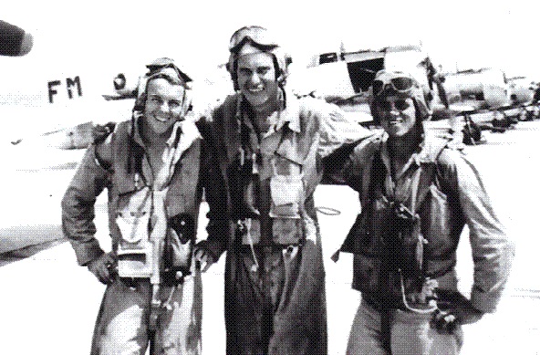 left to right: Bill Hembree, Joe Dobronski, and Ken Burrows NAS Pensacola. August 1947