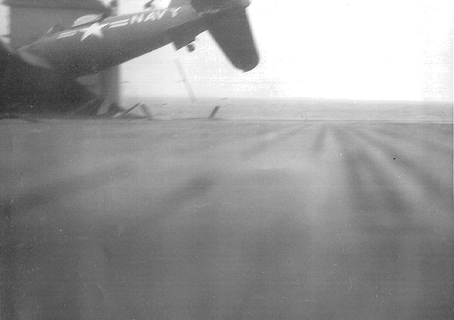 VF-32 - Crash of F4U-4    Pilot   ENS G. J. Mischke - VF-32 aboard USS Cabot (CVL-28)            (photograph from Bill Koenig)  October 23, 1952    (#4)