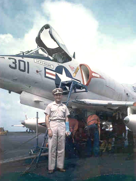 Commanding Officer  CDR Sizemore aboard USS Enterprise (CVA[N]-65)  A4C aircraft off the coast of Vietnam      March 1966        