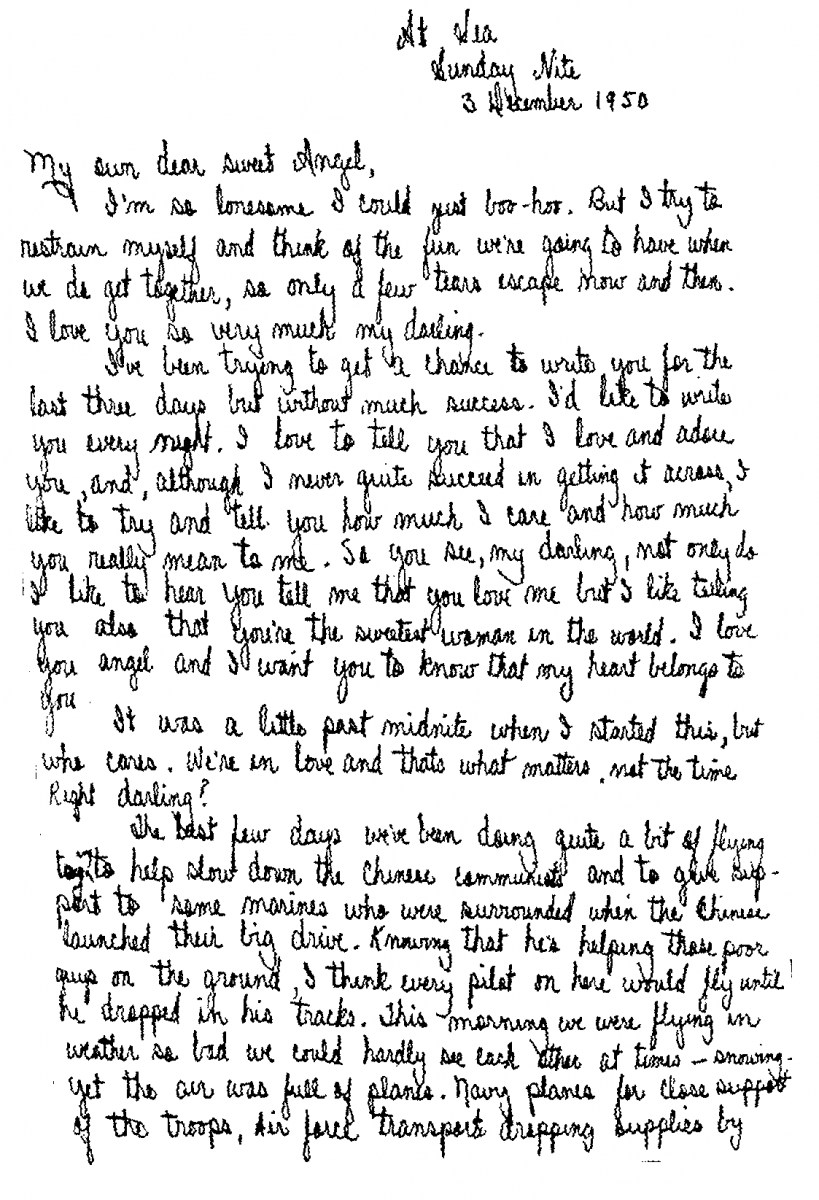 Jesse Brown's Last Letter to his Wife - written aboard the USS Leyte