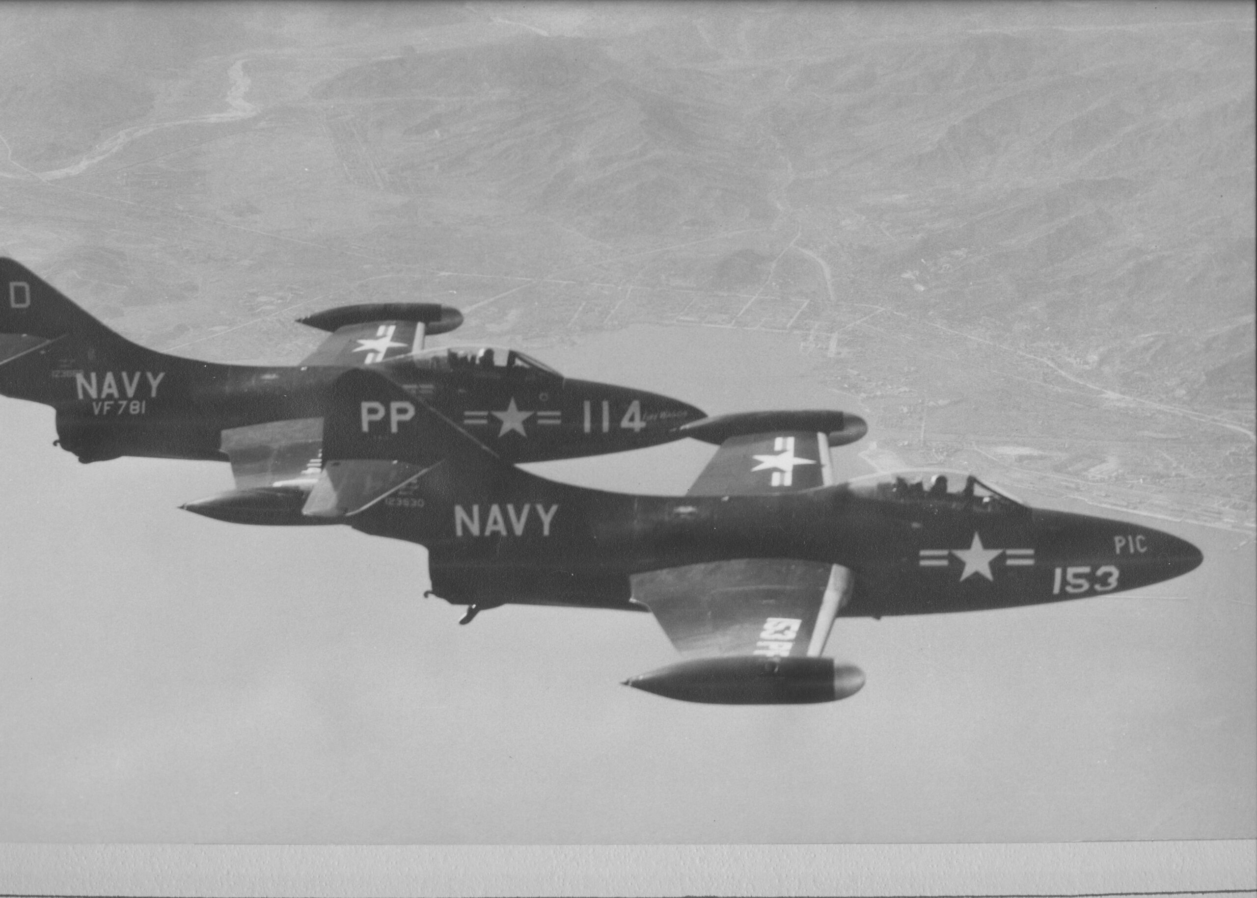 F9F-2B escorts F9F-2P over North Korea. VF-781 & VC-61, Bon Homme Richard (CV-31) 1951_0