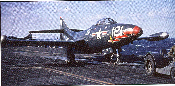 VF-781 F9F-2 'Paper Doll' on USS Bon Homme Richard (CV-31) c. 1951