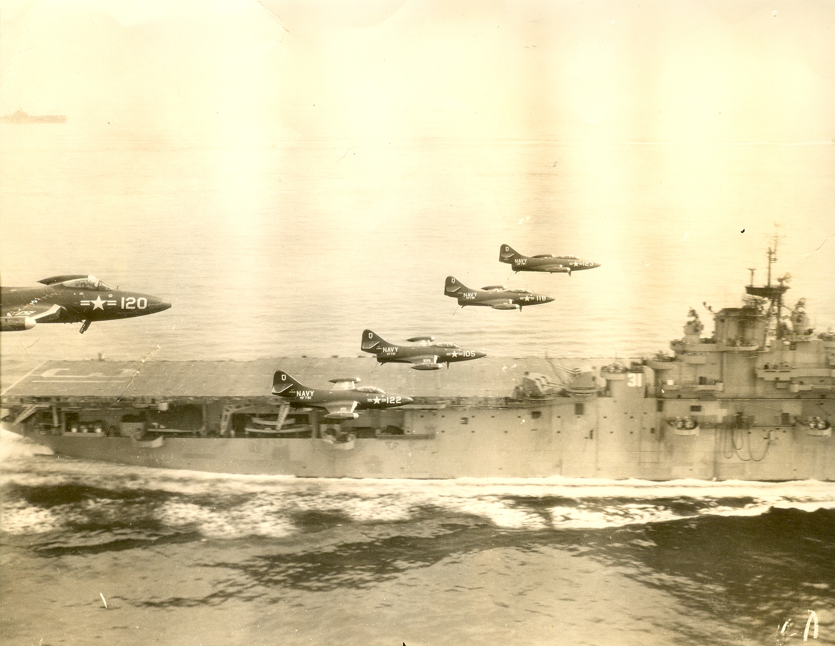 VF-781 F9F-2s and the USS Bon Homme Richard - 1951