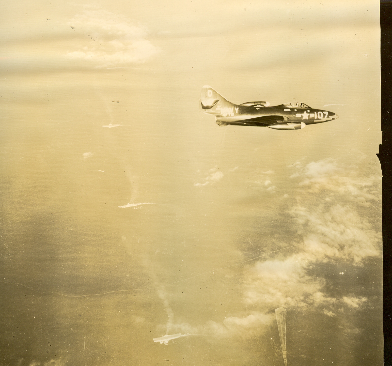 VF-781 F9F-5 over TF-77 off North Korea 1952-1953. VC-61 photo